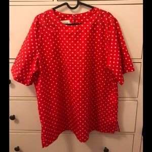 VINTAGE Carriage Court red polka dot top